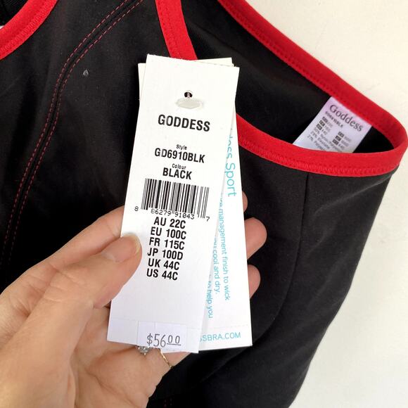 NWT Goddess Soft Cup Full Figure Sports Bra in Black Size 44C - Picture 7 of 9